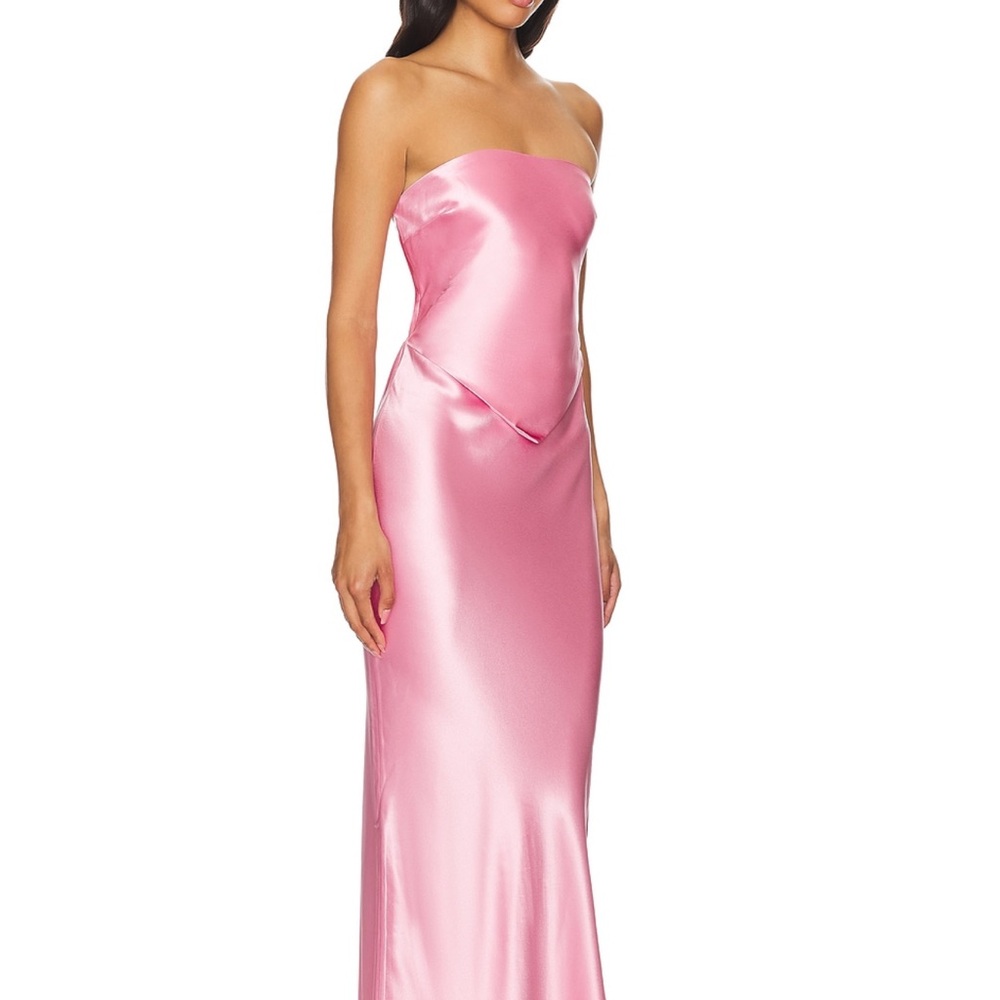Retrofete Pink Halter Slit Gown for Wedding Guest